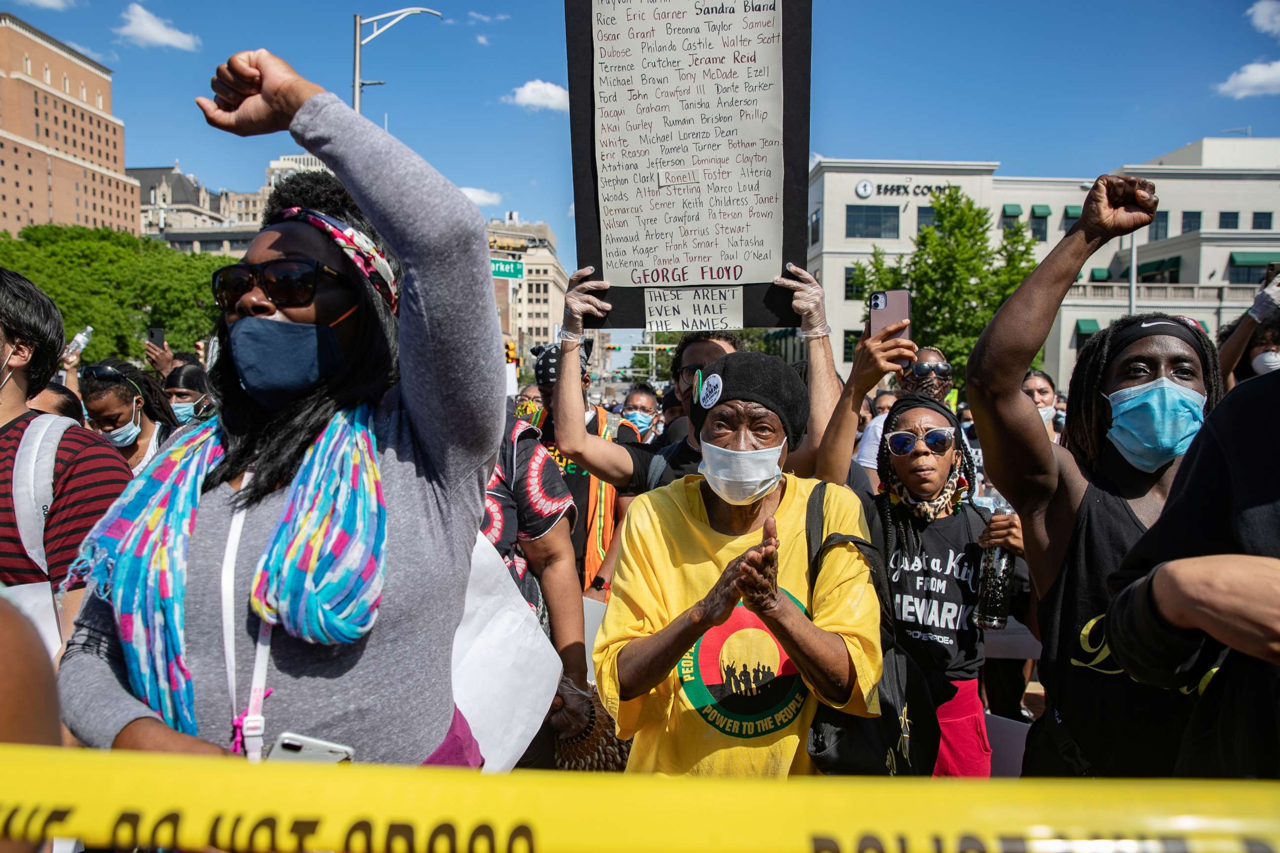 PHOTO: Protesters rally against the death in Minneapolis police custody of George Floyd, in Newark, N.J., May 30, 2020.
