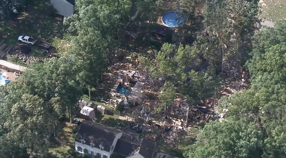 PHOTO: Two people died in a house explosion in Newfield, N.J., on July 7, 2018, officials said.