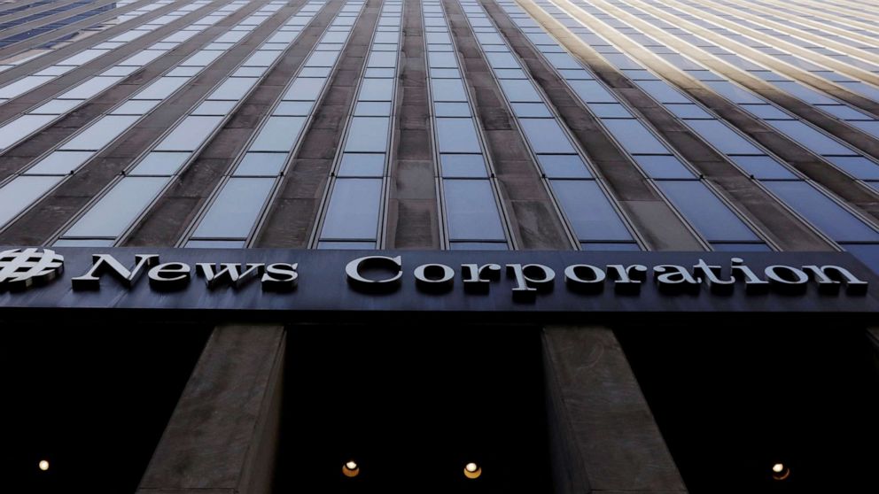 PHOTO: The News Corporation logo is displayed on their building in midtown Manhattan in New York, Feb. 27, 2018.