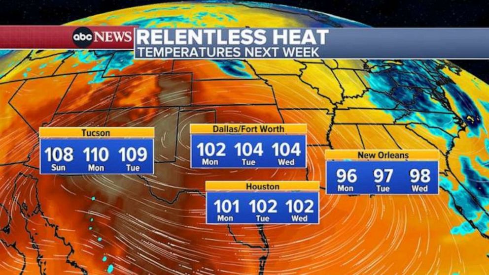 Houston heat dome moves west, 100-degree days all weekend