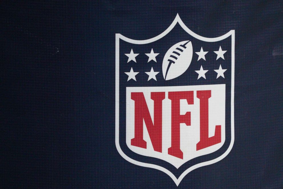 PHOTO: In this Dec. 13, 2020, file photo, a detailed view of of the NFL logo is shown on the goal post at Hard Rock Stadium in Miami Gardens, Fla.