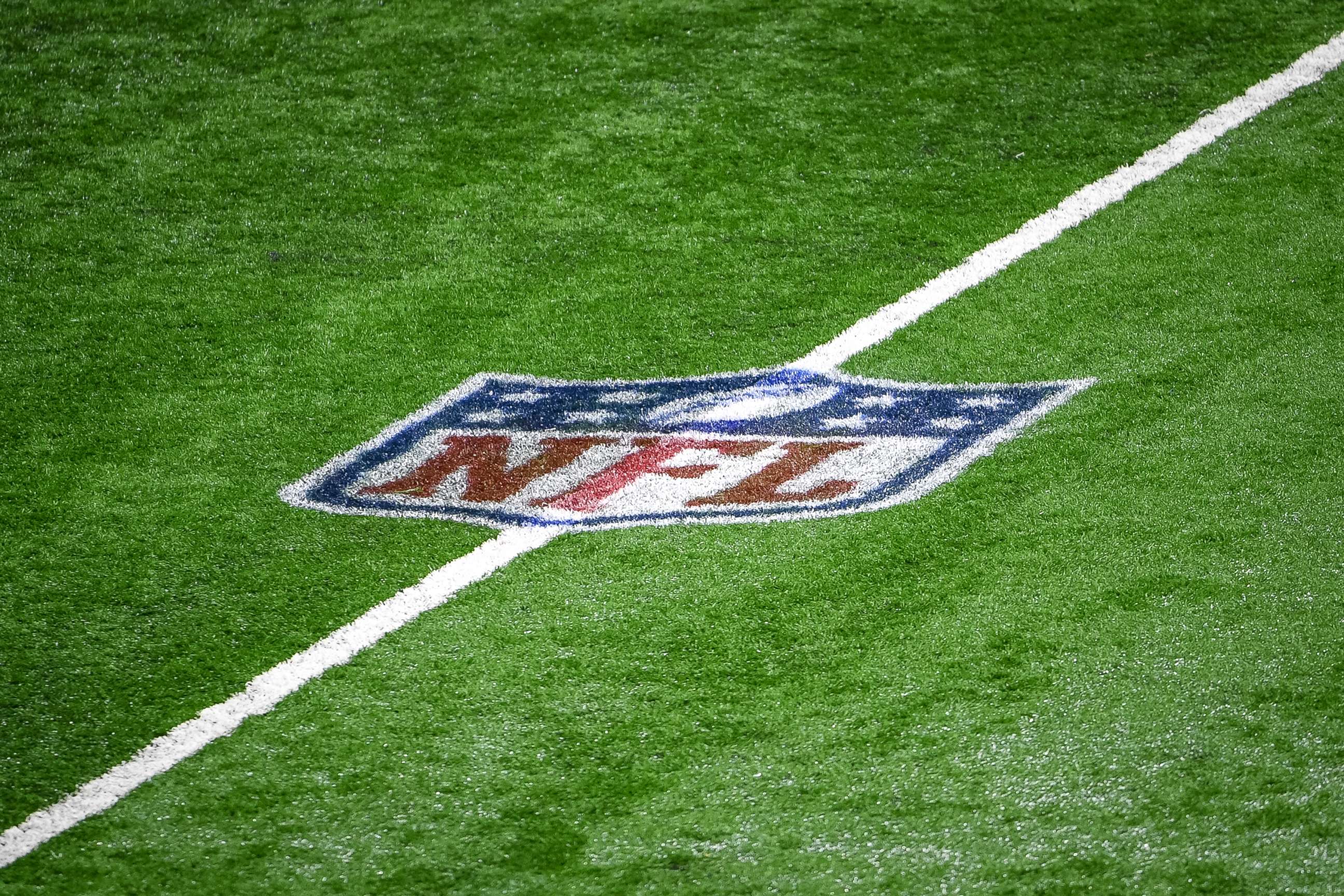 PHOTO: In this Dec. 13, 2020, file photo, the NFL logo is pictured before the first half between the Detroit Lions and Green Bay Packers at Ford Field in Detroit.
