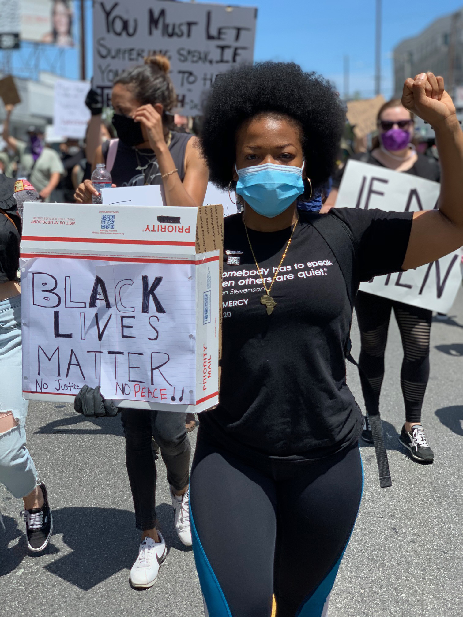 PHOTO: Nia Miranda is seen at a Black Lives Matter protest.