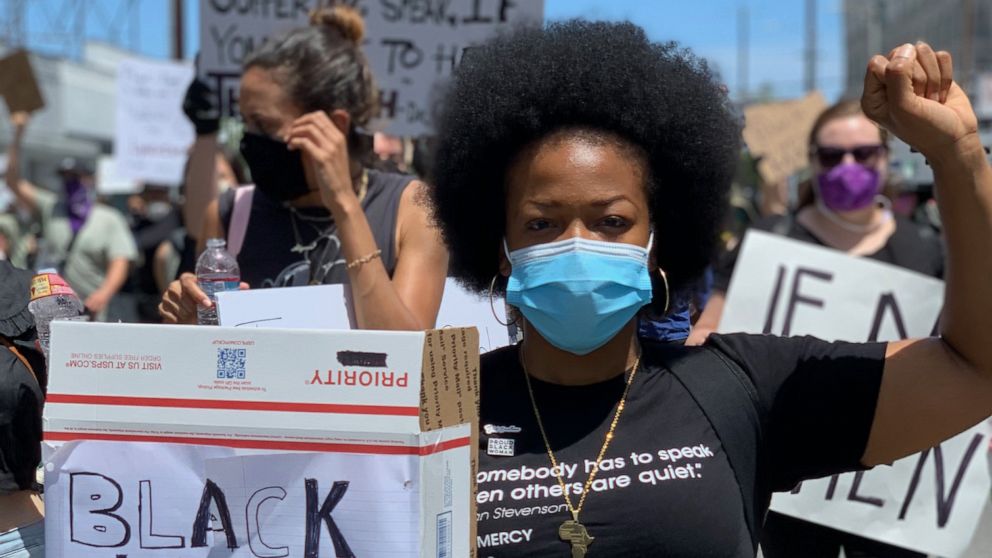 PHOTO: Nia Miranda is seen at a Black Lives Matter protest.