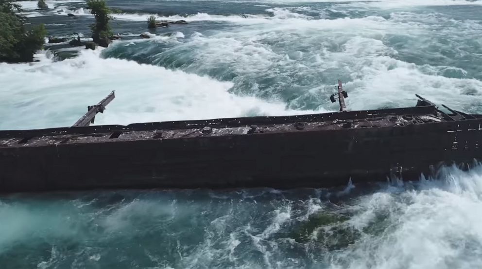 PHOTO: Severe weather conditions caused the iron scow at Niagara Falls, which has remained lodged for over a century, to shift significantly from its position, Nov. 1, 2019.