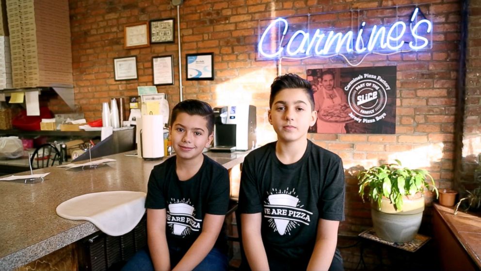PHOTO: Nicholas, left, and Michael Testa, known as the "Jersey Pizza Boys," discuss how they are using their platform to fight nationwide hunger in an interview with ABC News.