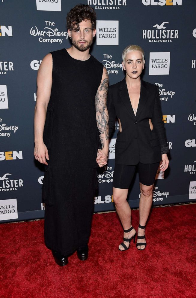 PHOTO: Nico Tortorella and wife Bethany Meyers attend the 2019 GLSEN Respect Awards at Cipriani 42nd Street on May 20, 2019, in New York.