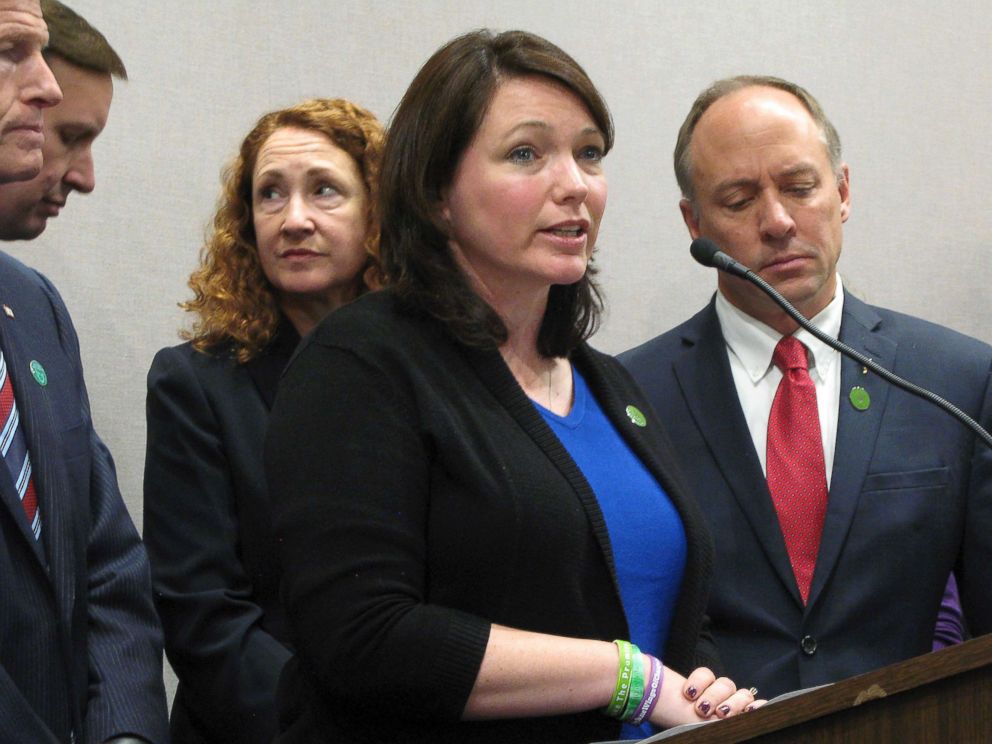 PHOTO: Nicole Hockley, whose 6-year-old Dylan died in the Sandy Hook Elementary School shootings in 2012, speaks at a news conference Dec. 15, 2014, in Hartford, Conn.