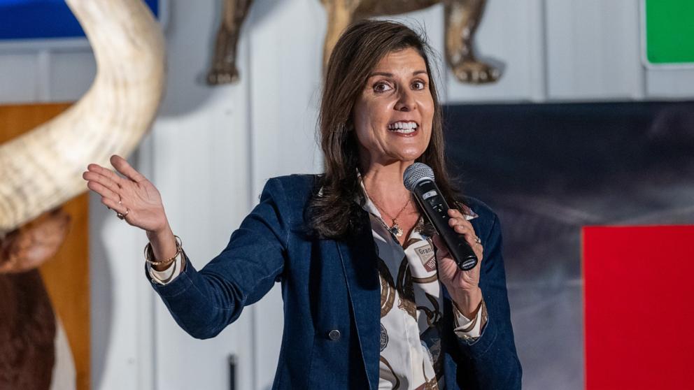 PHOTO: Former U.S. Ambassador to the United Nations Nikki Haley introduces Republican senate candidate, Dave McCormick at a campaign rally, Oct. 30, 2024, in Pennsburg, Pa.