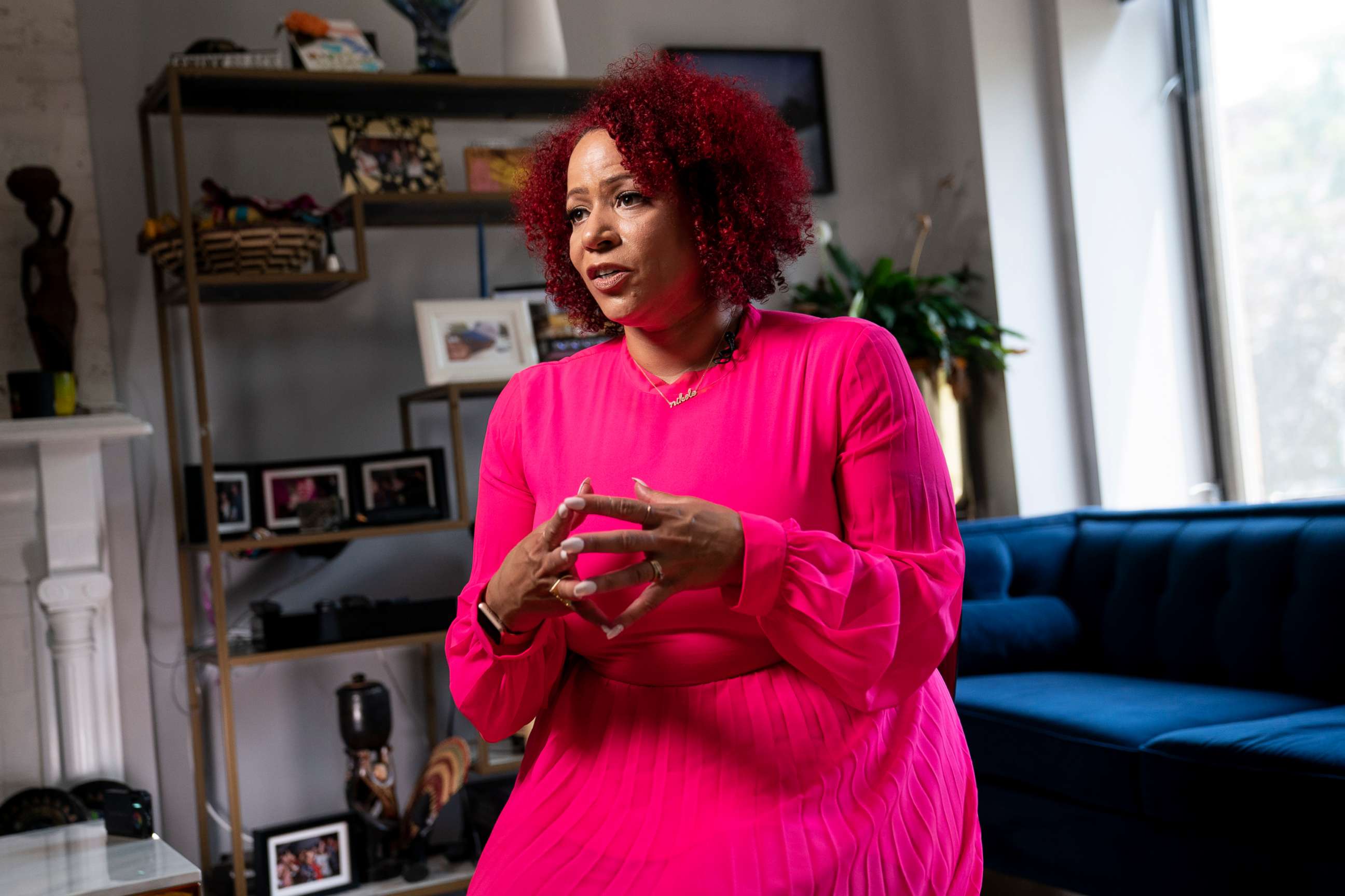 PHOTO: Nikole Hannah-Jones is interviewed at her home in New York, on July 6, 2021. 