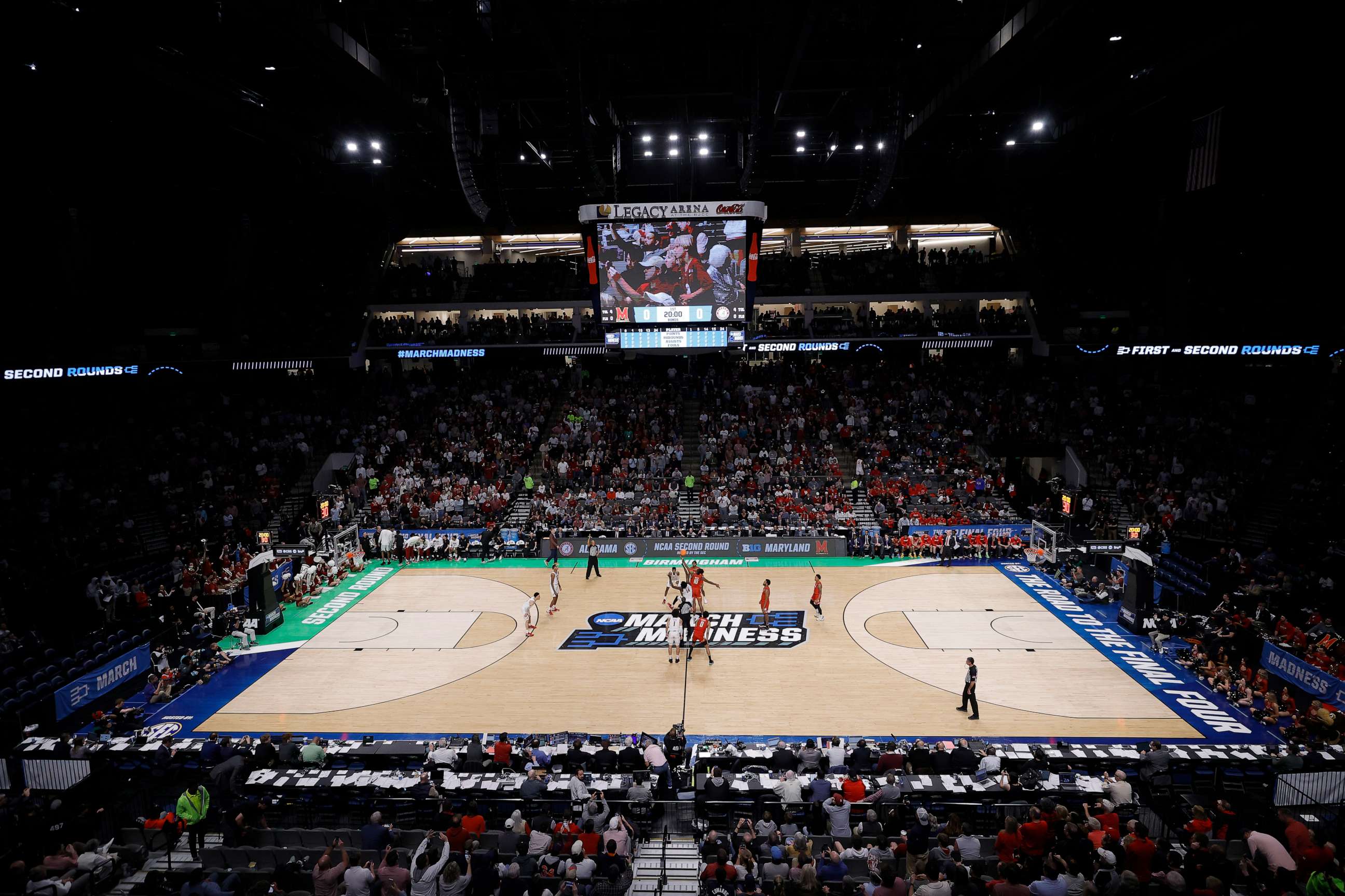 PHOTO: A view of Legacy Arena during the first half between the Maryland Terrapins and Alabama Crimson Tide in the second round of the NCAA Men's Basketball Tournament, Mar. 18, 2023, in Birmingham.