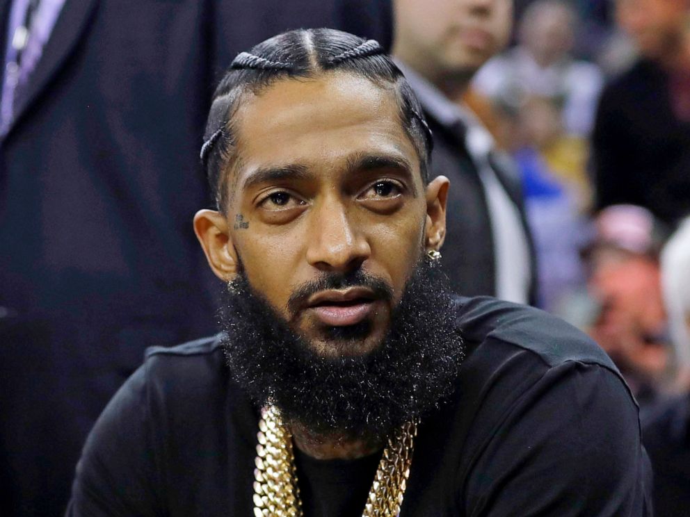 PHOTO: Rapper Nipsey Hussle attends an NBA basketball game in Oakland, Calif., March 29, 2018.