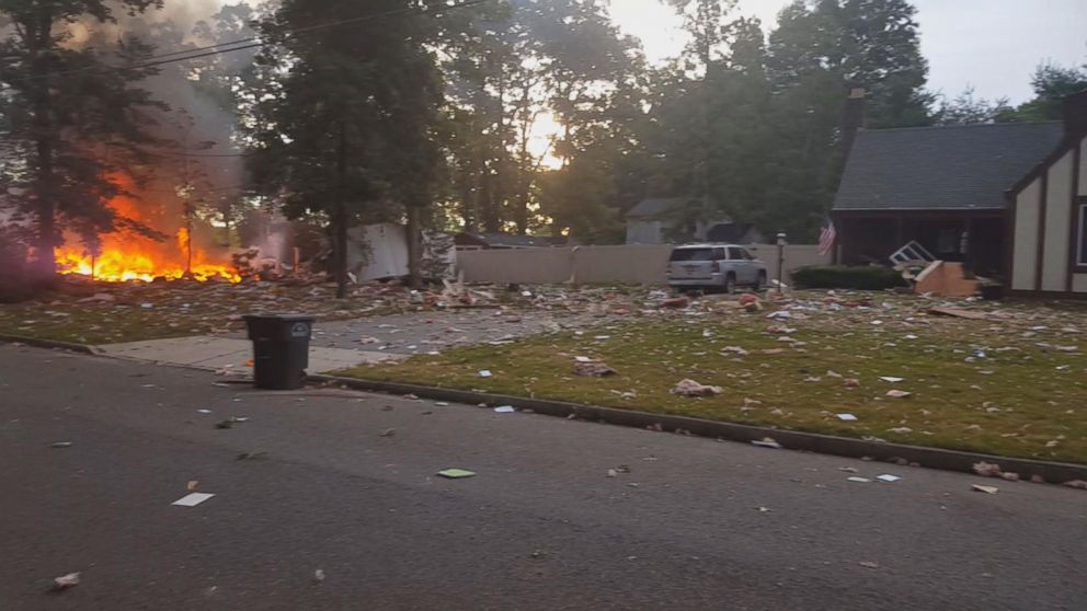 PHOTO: Two people died in a house explosion in Newfield, N.J., on July 7, 2018, officials said.