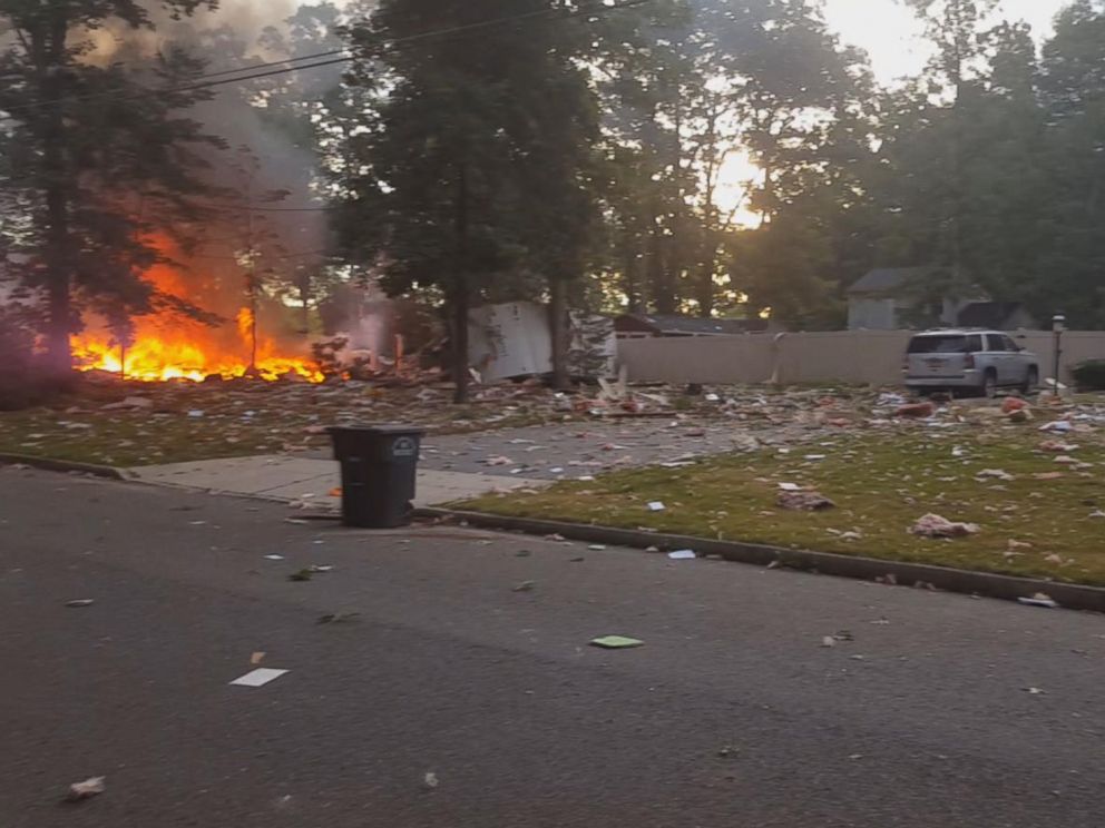 PHOTO: Two people died in a house explosion in Newfield, N.J., on July 7, 2018, officials said.