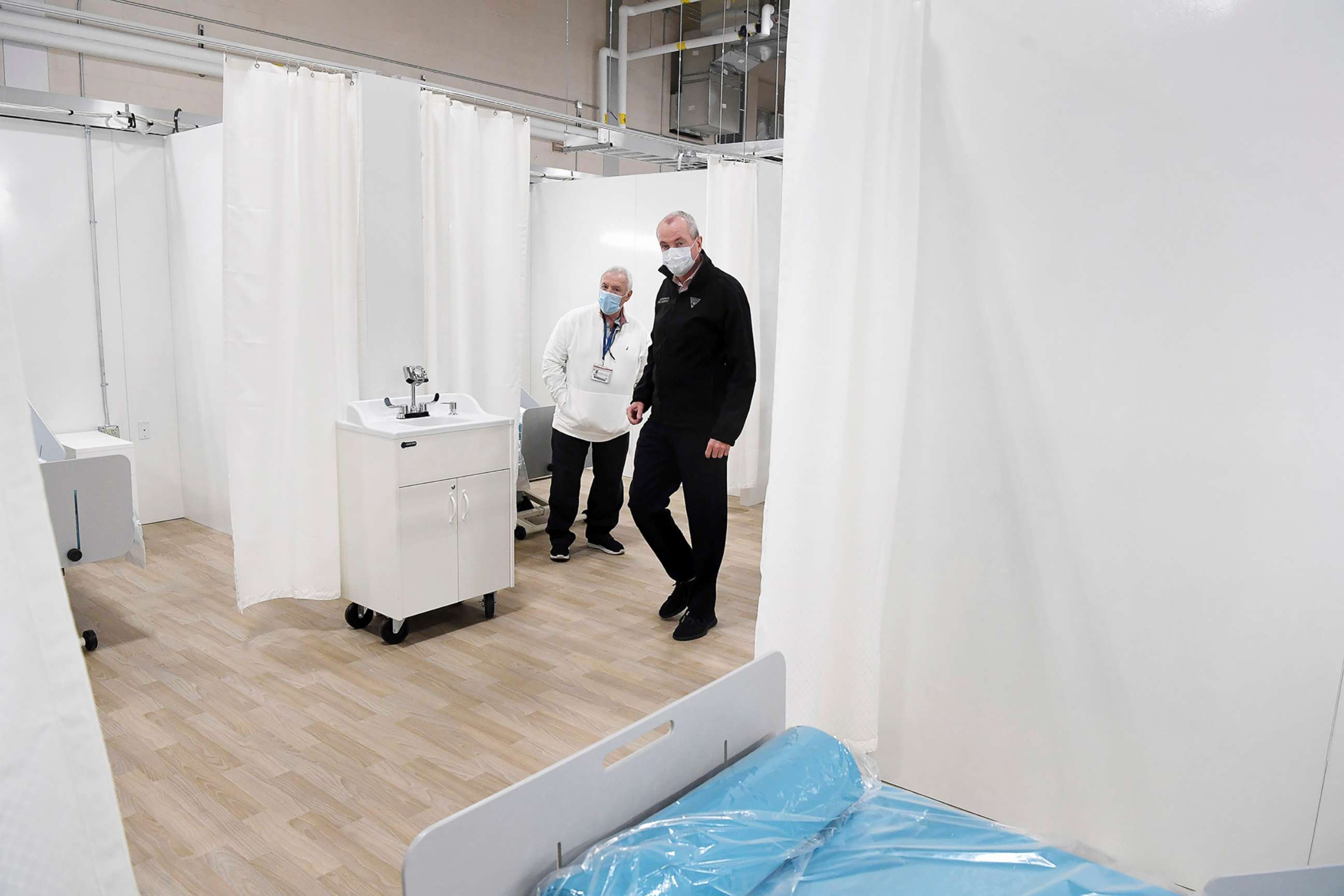 PHOTO: New Jersey Governor Phil Murphy visits an alternate care facility at New Bridge Bergen Medical Center in Paramus, N.J., April 22, 2020.