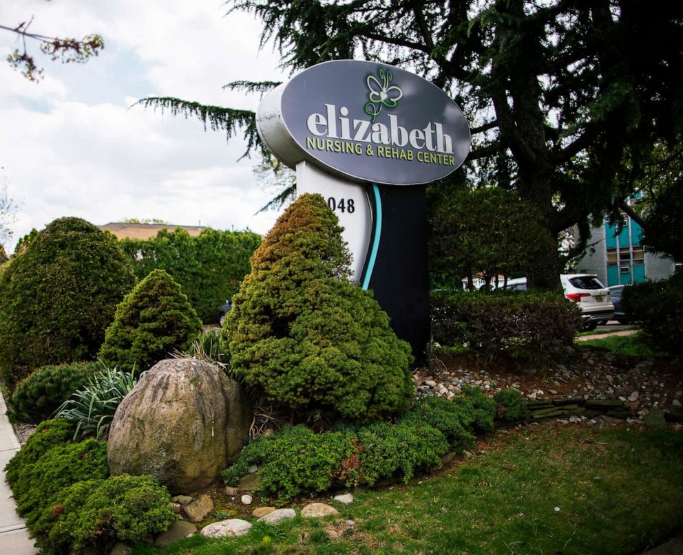 PHOTO: An exterior view of Elizabeth Nursing and Rehab Center on April 16, 2020 in Elizabeth, N.J.