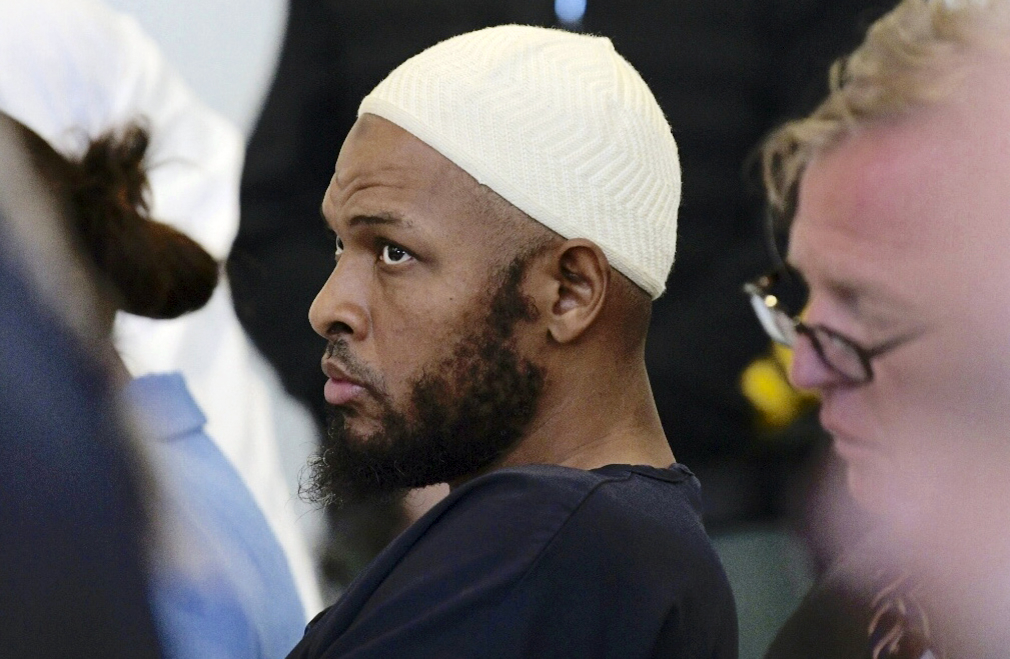 In this Aug. 13, 2018, file photo defendant Siraj Ibn Wahhaj sits in court in Taos, N.M., during a detention hearing.