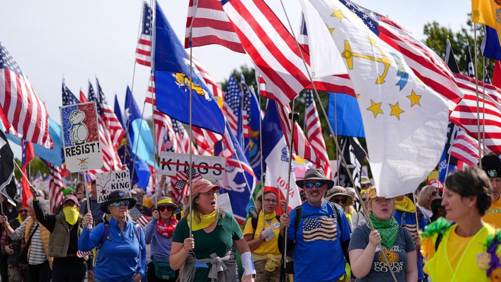 Streets filled across the country for 'No Kings' peaceful rallies  protesting Trump - ABC News