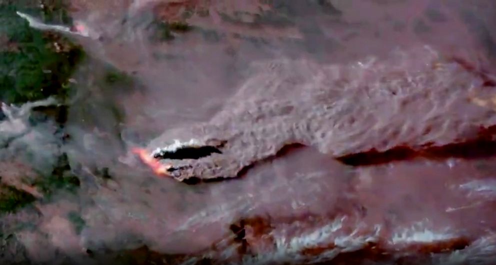 PHOTO: National Oceanographic and Atmospheric Administration satellite image shows smoke rising from the Bootleg Fire in southern Oregon on July 13, 2021. The Bootleg Fire is the largest wildfire so far this year in the U.S.