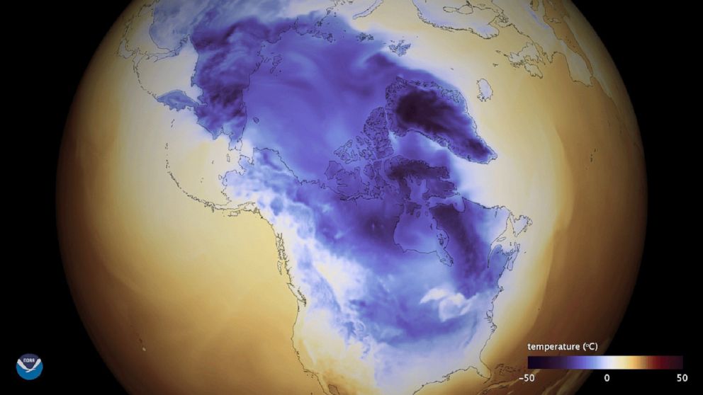 PHOTO: A handout image made available on Jan. 2, 2018 shows the Arctic cold that extends through Canada into the United States.