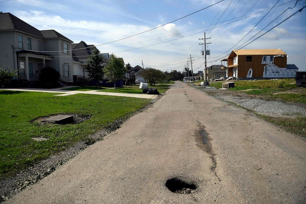 PHOTO: A view of Bellair Drive, where the breach happened at the 17th Street Canal Floodwall during Hurricane Katrina in 2005, in New Orleans, on Aug. 31, 2021 in the aftermath of Hurricane Ida.