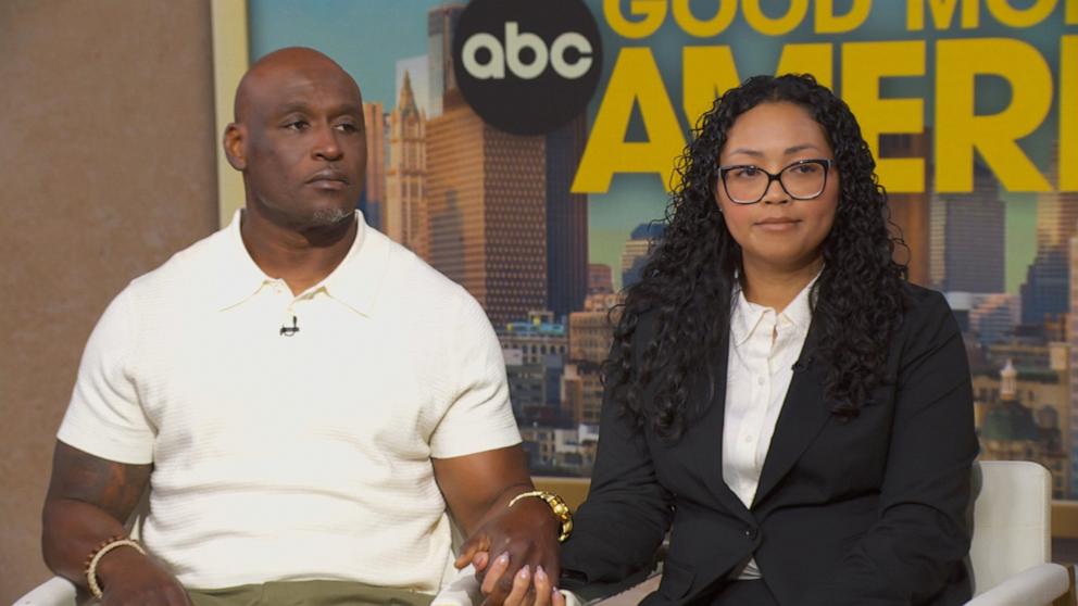 PHOTO: Christine and Elmore Wonsley parents of Nolan Xavier Wells, the 18-year-old student-athlete whose body was recovered on July 6 after a Fourth of July boating trip appear on "Good Morning America." 
