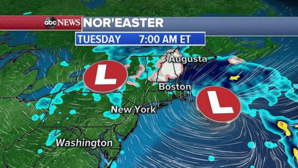 PHOTO: The coastal storm will strengthen further by Tuesday.