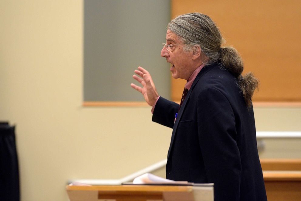 PHOTO: Norm Pattis, attorney for Alex Jones, addresses the court during his closing statements in the Alex Jones Sandy Hook defamation damages trial in Superior Court in Waterbury, Conn., on  Oct. 6, 2022, Waterbury, Conn.