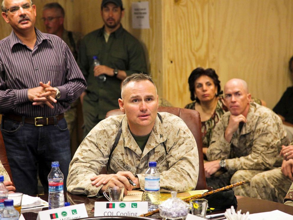 PHOTO: U.S. Marine Corps Col. Norman Cooling speaks to members of International Security Assistance Force, Afghanistan, and Pakistan military officials in Kandahar, Afghanistan, June 21, 2011.