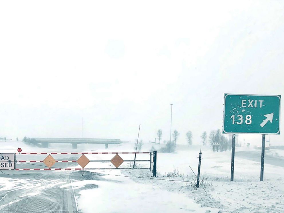 PHOTO: North Dakota Highway Patrol gives residents updates on road conditions following a blizzard on Feb. 6.