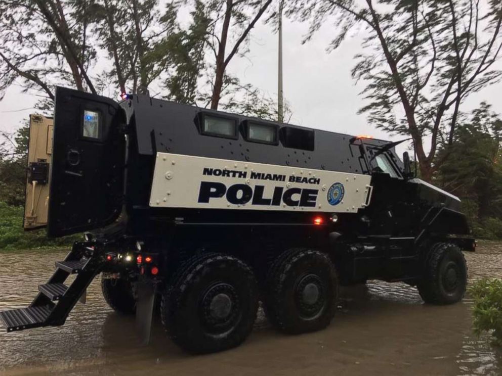 PHOTO: Officers from the North Miami Beach Police Department used a specialized military vehicle to rescue a mother and her 4-month-old baby from a flooded home.