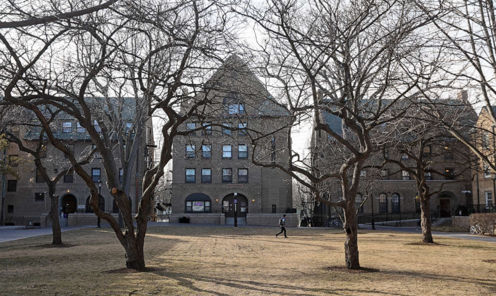 PHOTO: A quadrangle bordered by fraternities is pictured on the campus of Northwestern University in Evanston, Ill., Feb. 15, 2017.