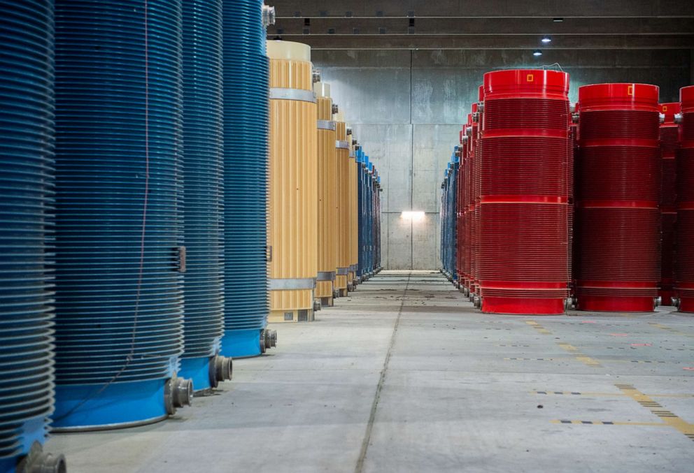 PHOTO: Containers with high-level radioactive waste stand in interim storage in Lower Saxony, Germany, Dec. 11, 2019.