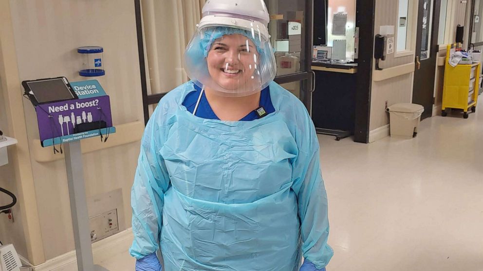 PHOTO: Kayla Chelf, a nurse in the coronary care unit Baptist Health global in Louisville, Ky. 