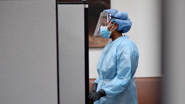 PHOTO: A registered nurse waits to test residents for COVID-19 antibodies at Abyssinian Baptist Church in the Harlem neighborhood of New York City on May 14, 2020.