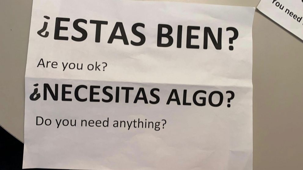 PHOTO: A sign created by Danielle Fenn for non-English speaking patients at Darmouth Hitchcock Medical Center.