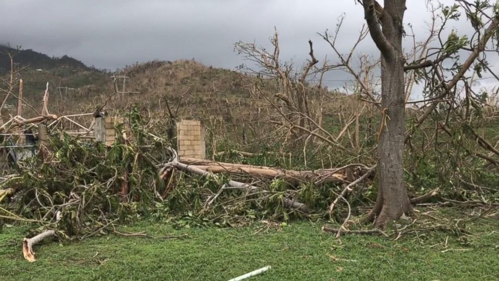 PHOTO: Maria Ortiz, a nursing home caregiver in Puerto Rico caring for residents, shows the conditions around the home after Hurricane Maria hit the US territory this week as a Category 4. 