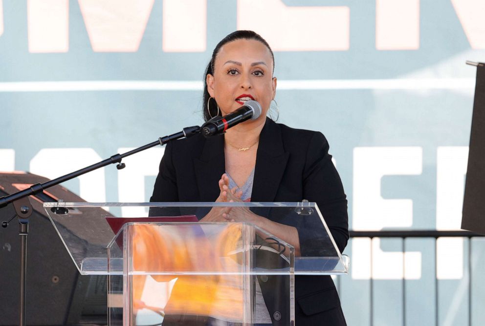 PHOTO: In this Oct. 2, 2021, file photo, Nury Martinez attends Women's March Action: March 4 Reproductive Rights at Pershing Square in Los Angeles.