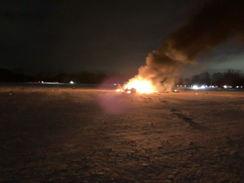 PHOTO: Three people were killed when a New York Army National Guard UH-60 medical evacuation helicopter based at the Army Aviation Support Facility at Rochester International Airport crashed in Mendon, N.Y., on Jan. 20, 2021.