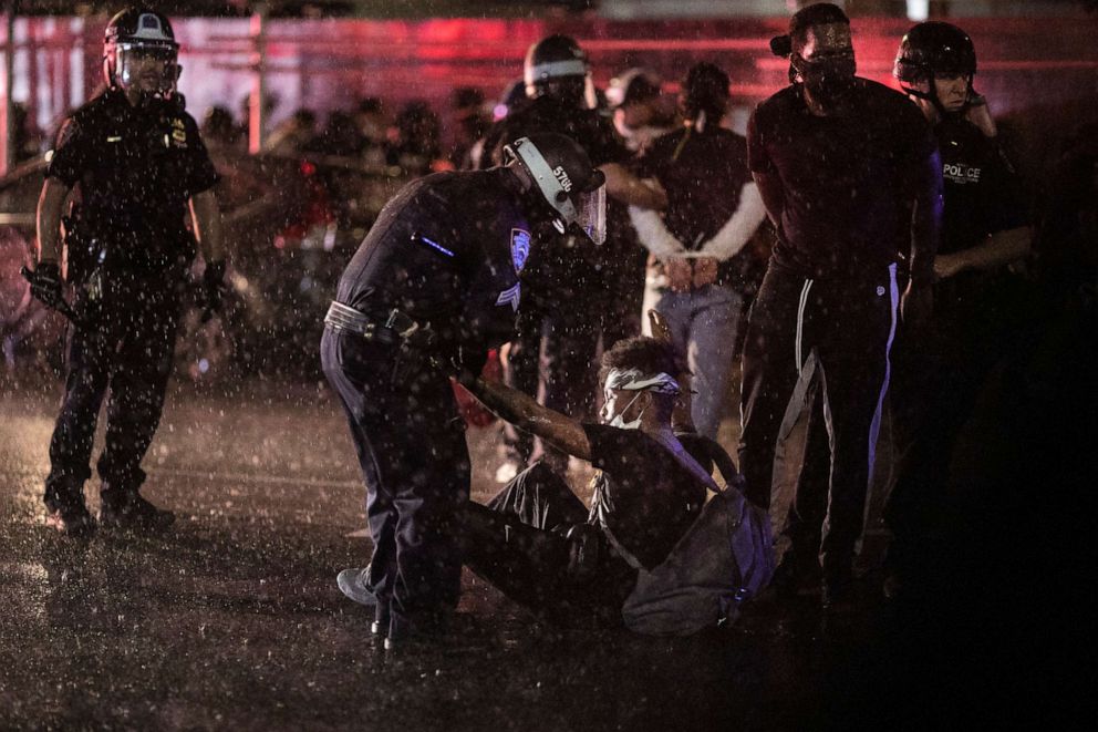 PHOTO: Police arrest protesters for breaking an imposed curfew by marching through Manhattan, June 3, 2020, in New York.