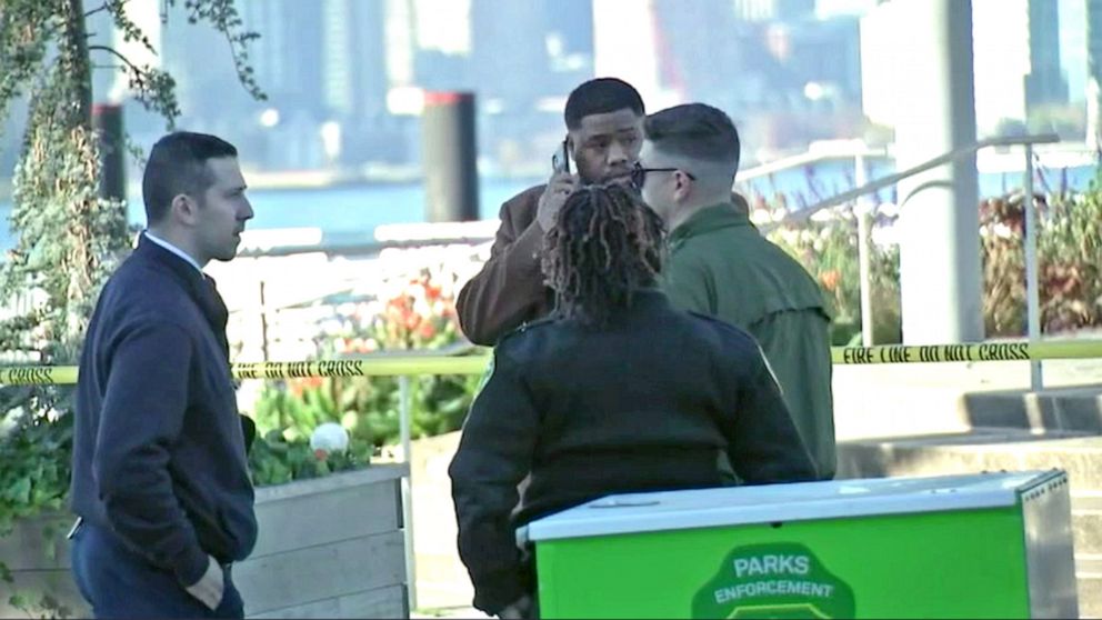 PHOTO: Police activity is seen at the sight where a woman was raped near Pier 45 along the Hudson River Park just off of W 10th Street in Greenwich Village, New York City, on Nov. 3, 2022.