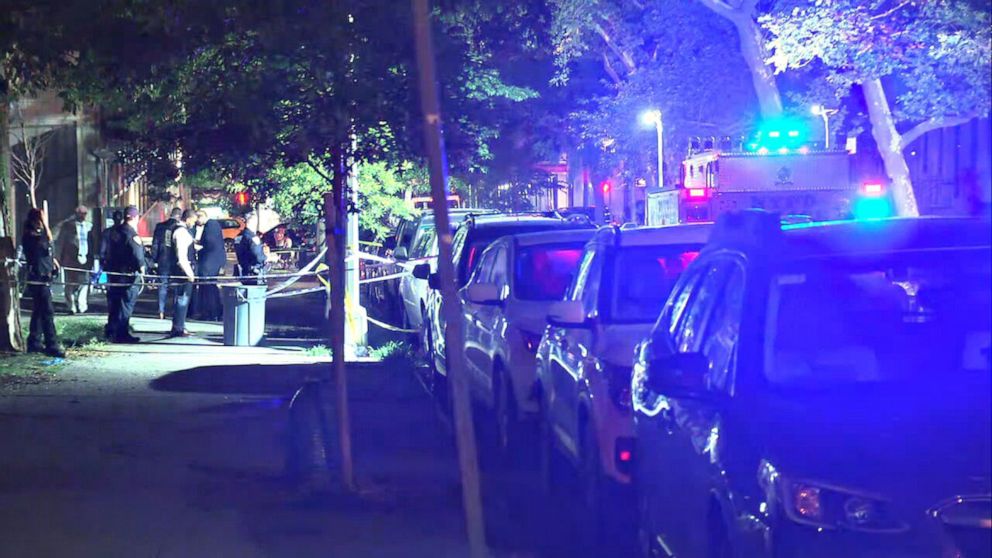 PHOTO: A 20-year-old woman was killed after she was shot in the head while pushing a baby stroller on Manhattan's Upper East Side, June 29, 2022, in New York City.
