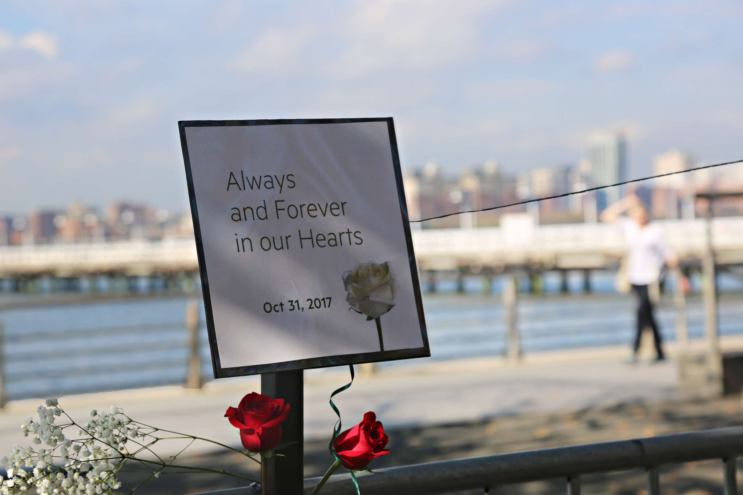 PHOTO: A memorial in lower Manhattan on Nov. 2, 2017, after the deadly terror attack on Oct. 31.