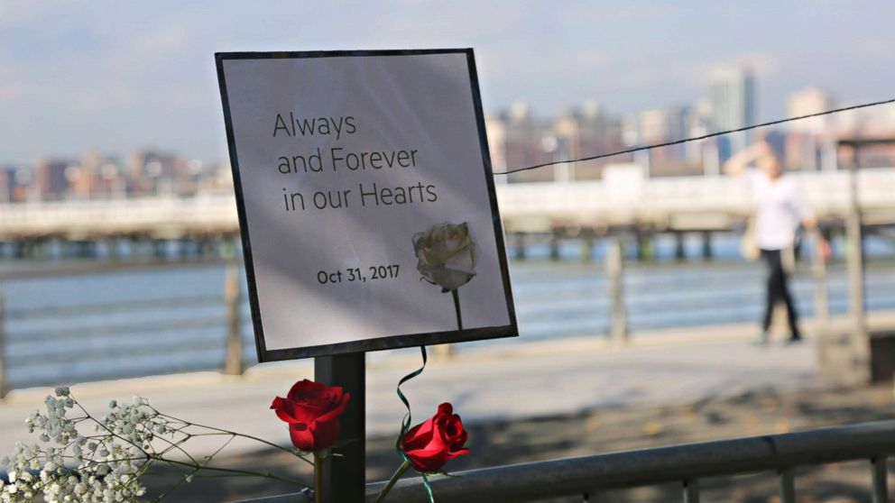 A memorial in lower Manhattan on Nov. 2, 2017, after the deadly terror attack on Oct. 31.