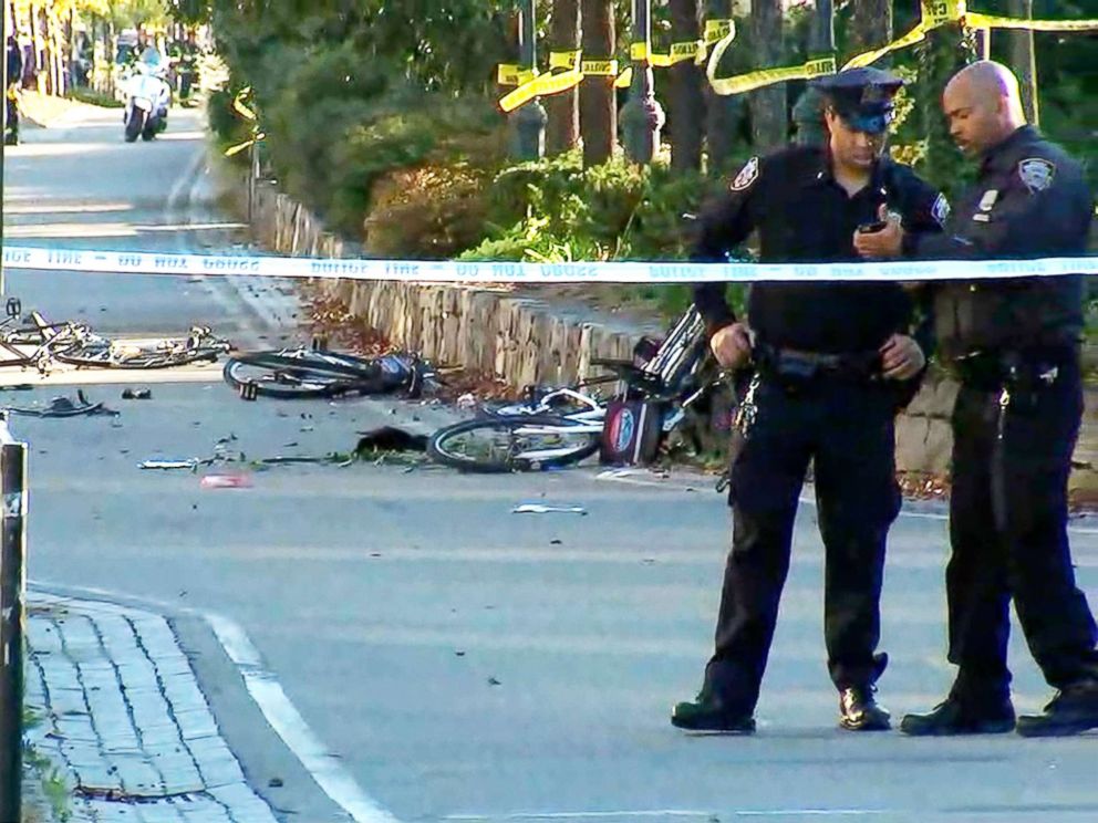 PHOTO: Emergency crews respond to the scene where multiple people were injured after a truck plowed through a bike path, Oct. 31, 2017, in New York City.