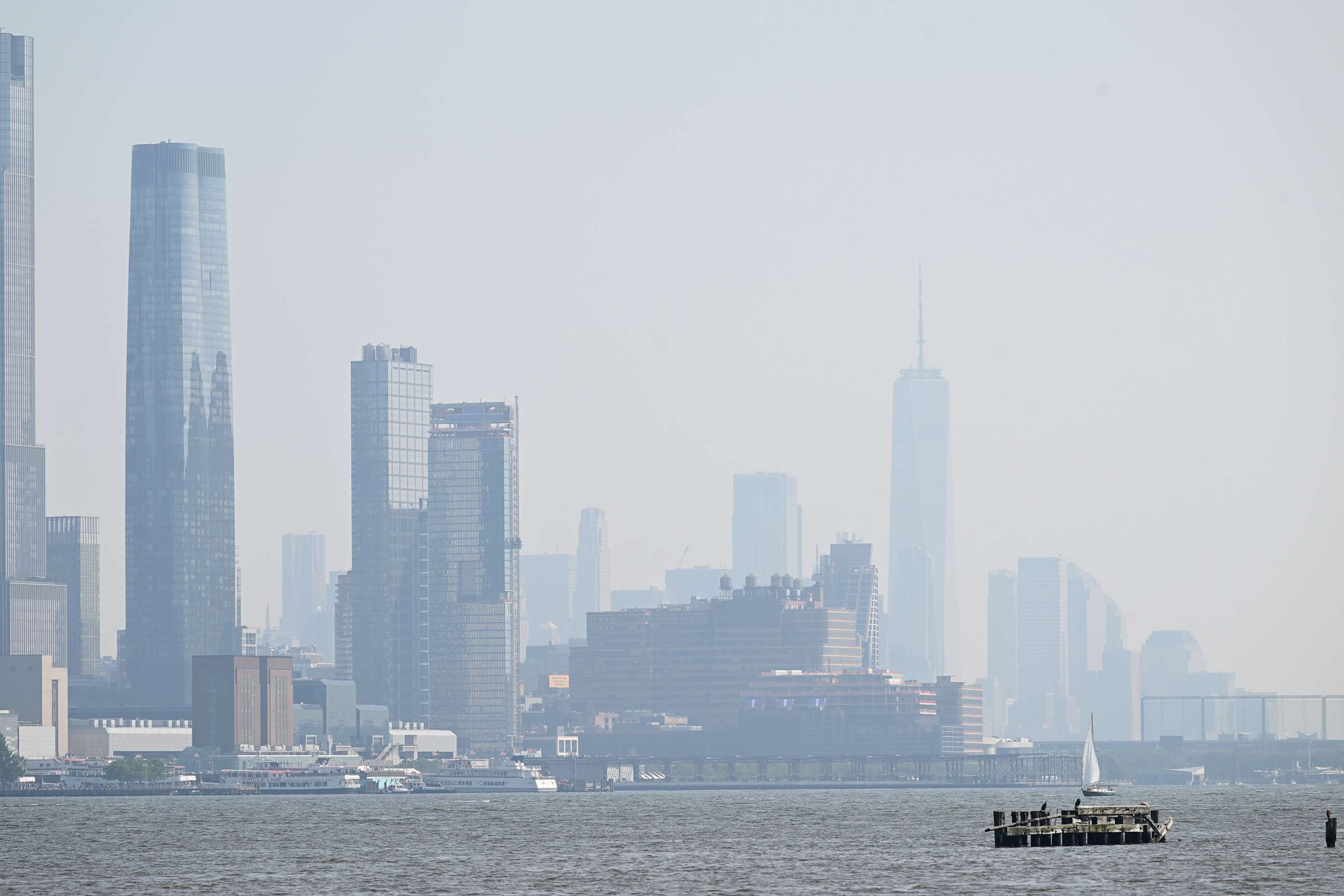 PHOTO: Haze from wildfires burning in eastern Canada create haze over the New York City skyline, May 30, 2023.