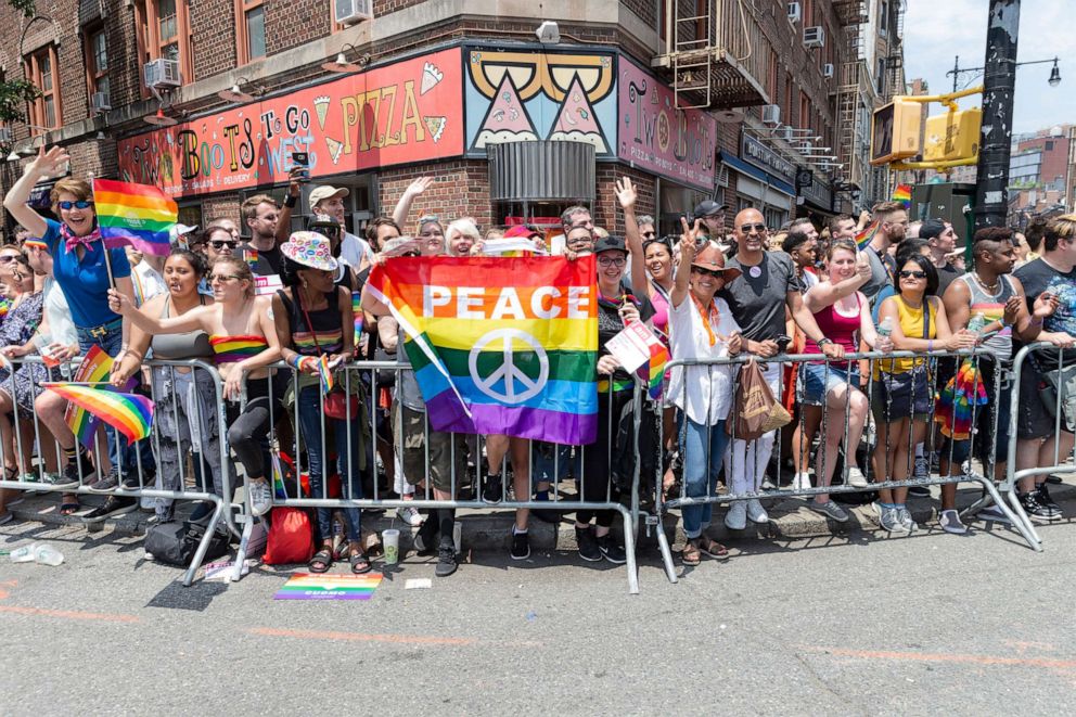 PHOTO: People attend the 49th annual New York pride parade along 7th avenue, June 24, 2018.