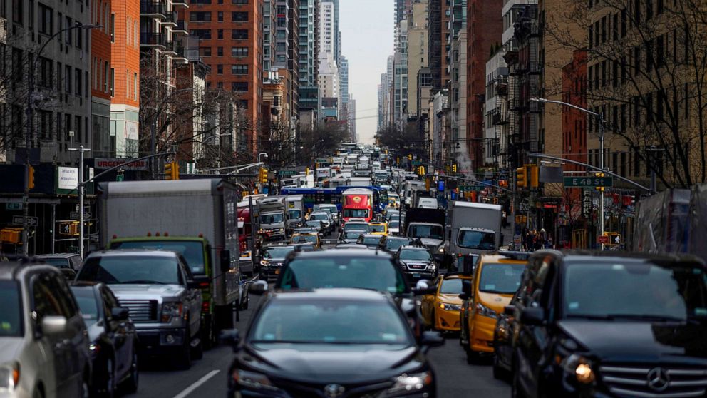 PHOTO: Traffic moves on 2nd Avenue in the morning hours on March 15, 2019 in New York City.