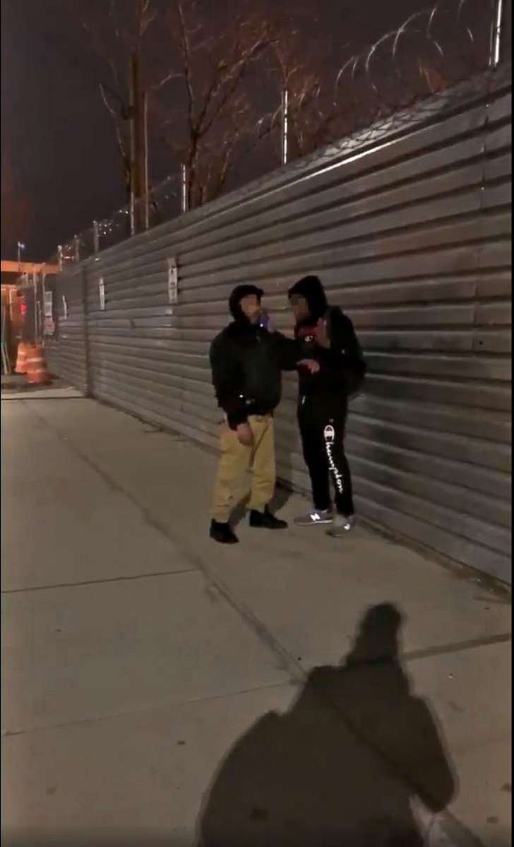 PHOTO: An unidentified man, right, was aggressively arrested by an undercover police officer for smoking weed in a Brooklyn, New York, park on March 4, 2020.