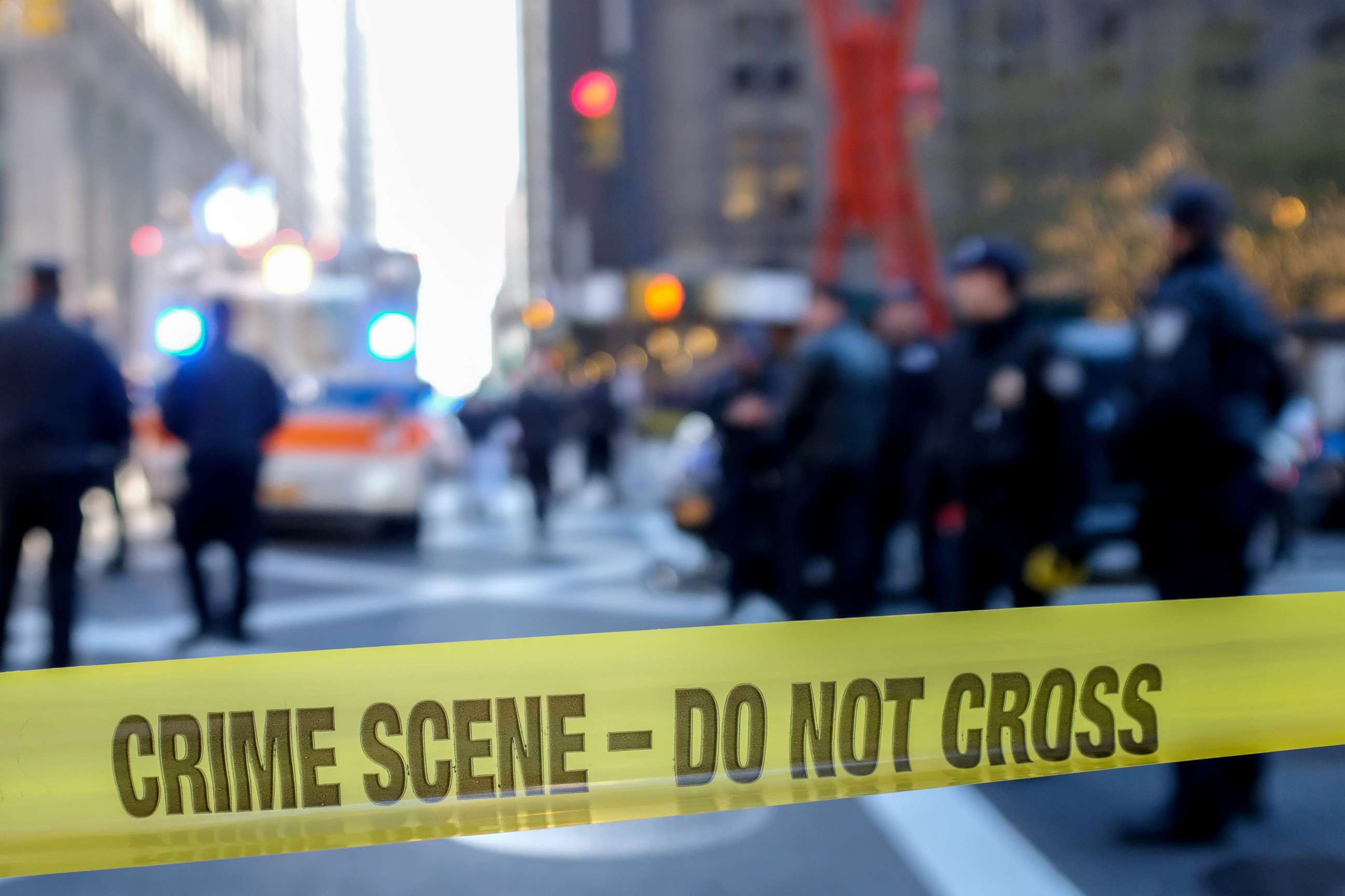 PHOTO: Police block off a crime scene in New York City.